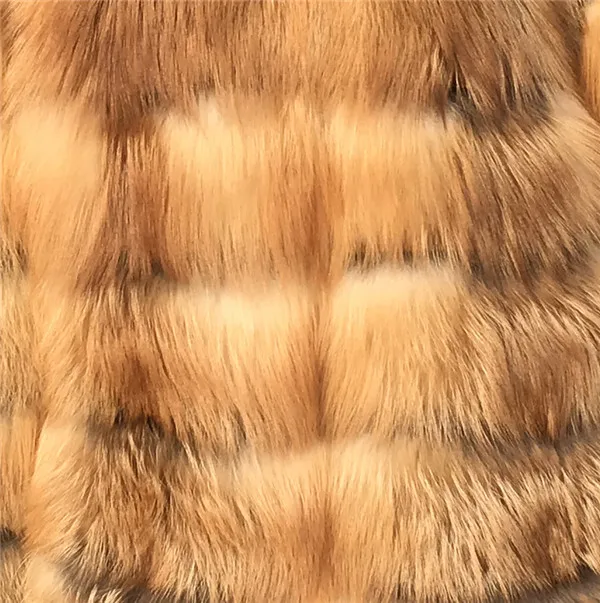 Женское пальто из натурального меха, толстая теплая Женская куртка из натурального Лисьего меха, верхняя одежда, модная зимняя шуба из натурального Лисьего меха со стоячим воротником для женщин - Цвет: Natural red fox