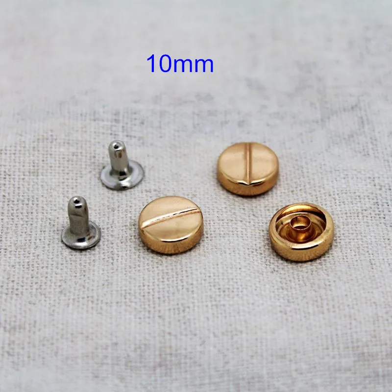 200 Sets Simple Round Rivet Studs,10mm Rose Gold Metal Rivet Spike,diy Rivets For Leather Crafts