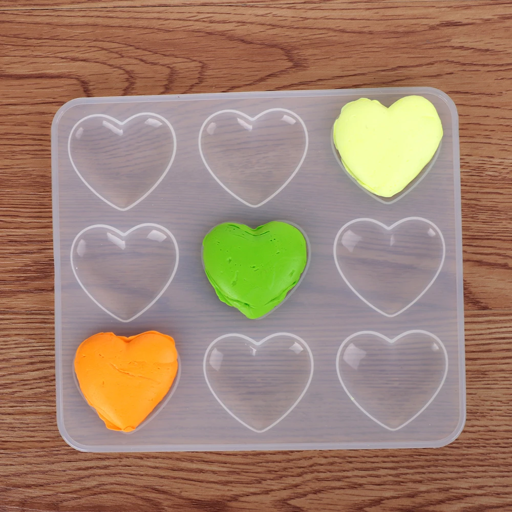 

9 Cavity Bright Heart Epoxy Cabochon Pendant Mirror Craft Love Gift Jewelry Making Resin Casting Silicone Molds Baking Tool