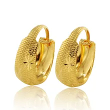 MxGxFam 刺繍花フープイヤリング女性のための 24 18k 純金色 Tridational ジュエリー 2018 新デザイン良質(China)