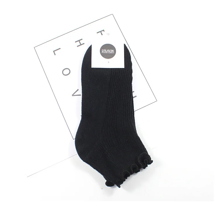 Японские Kawaii Модные женские носки хлопковые повседневные однотонные кружевные милые носки милые женские носки для женщин с рюшами ретро-носки женские - Цвет: black