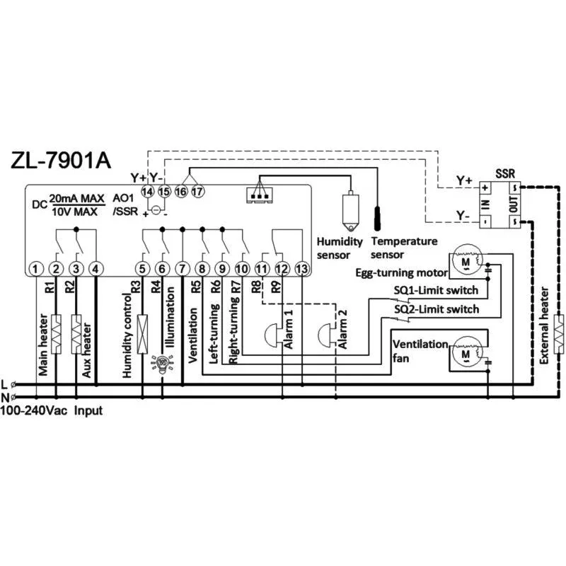 ZL-7901A, 100-240В переменного тока, PID, многофункциональный автоматический инкубатор, контроллер инкубатора, инкубатор температуры и влажности, Lilytech