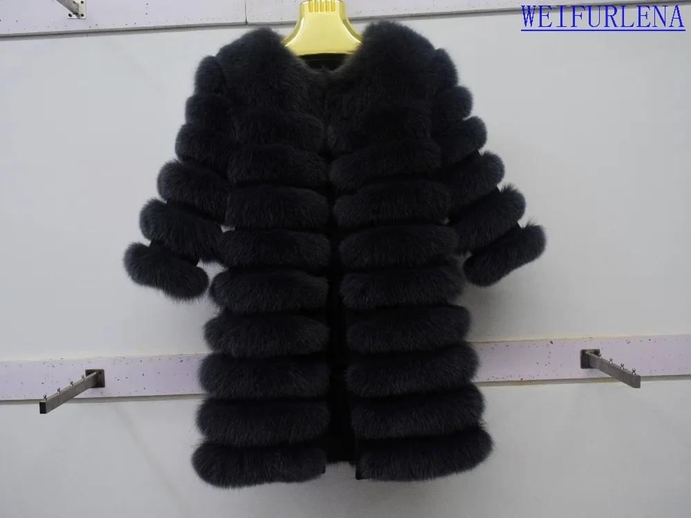 New Brand Winter Real Blue Fox Fur Coat Thick Warm Imitation Of Sables Women's Light Brown Long Jacket The fox fur Coat