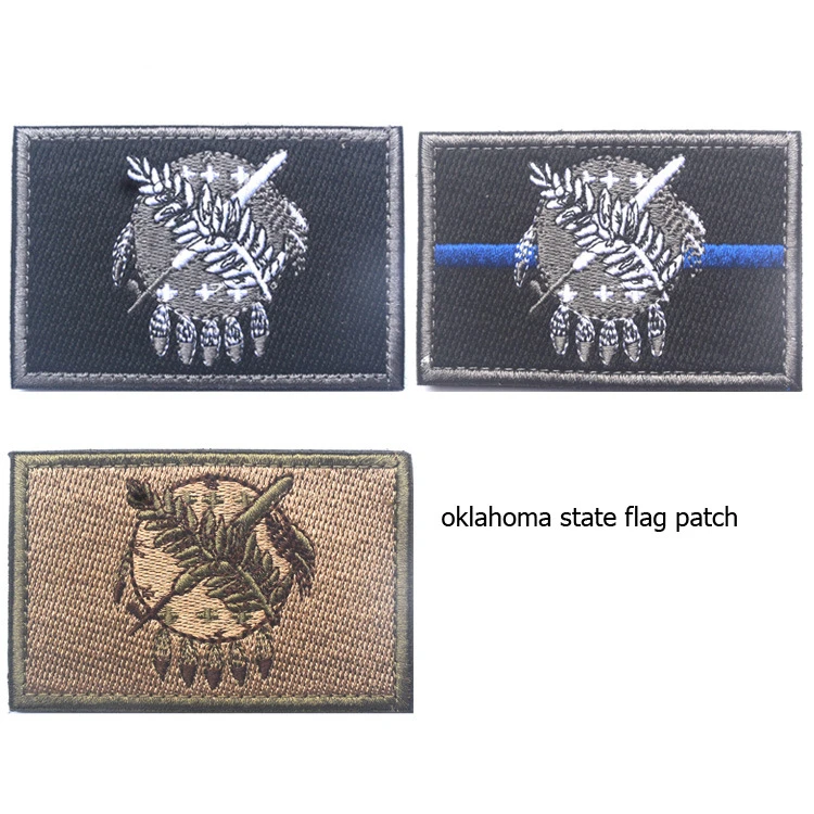 

US Oklahoma State Flag Embroidery Patch USA American Patch Military Morale Patches Tactical Emblem Applique Embroidered Badges
