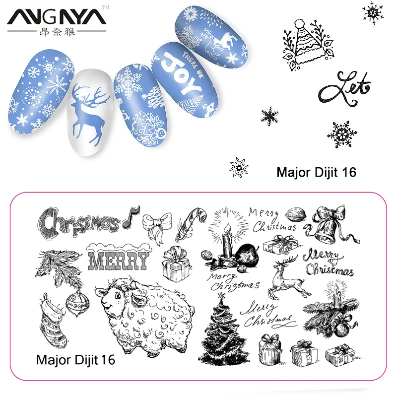 

ANGNYA New Christmas Nail Art Stamping Plates 6*12cm Manicure Stamping Template Image Plates Nail Stamp Plate Print Stencil A109