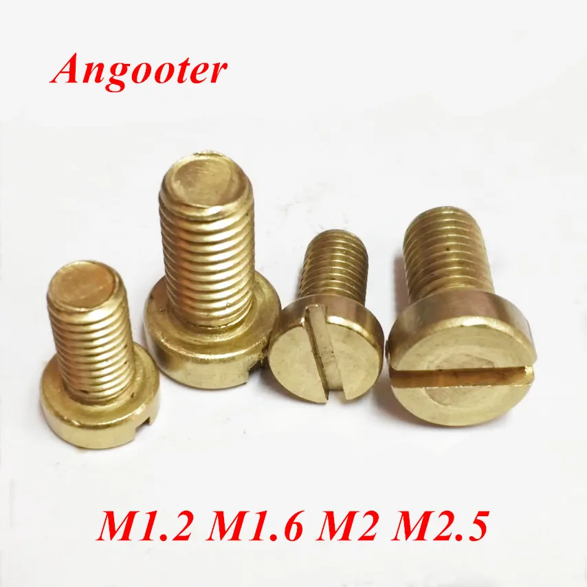 100pcs Polished M1.2 M1.6 M2 M2.5 DIN84 GB65 Brass Cheese head Slotted