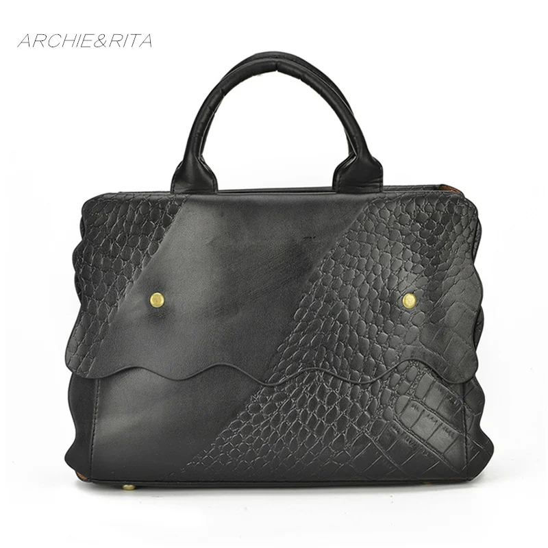 

ARCHIE&RITA Female Bags Tote Handbag Women's Shoulder Bag Cow's Leather Yellow Bag handbags Women Genuine Leather Evening Party