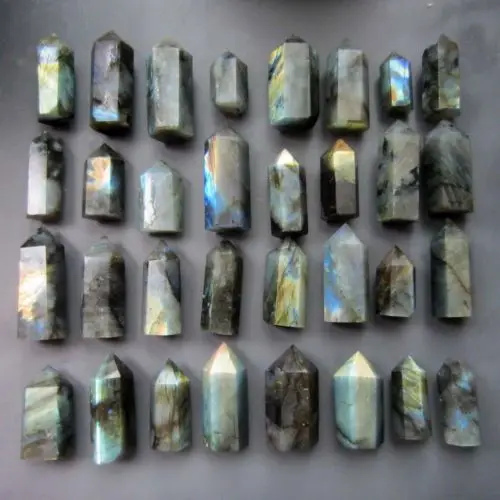 

32pcs 1182g Natural beautiful labradorite QUARTZ CRYSTAL WAND POINT HEALING