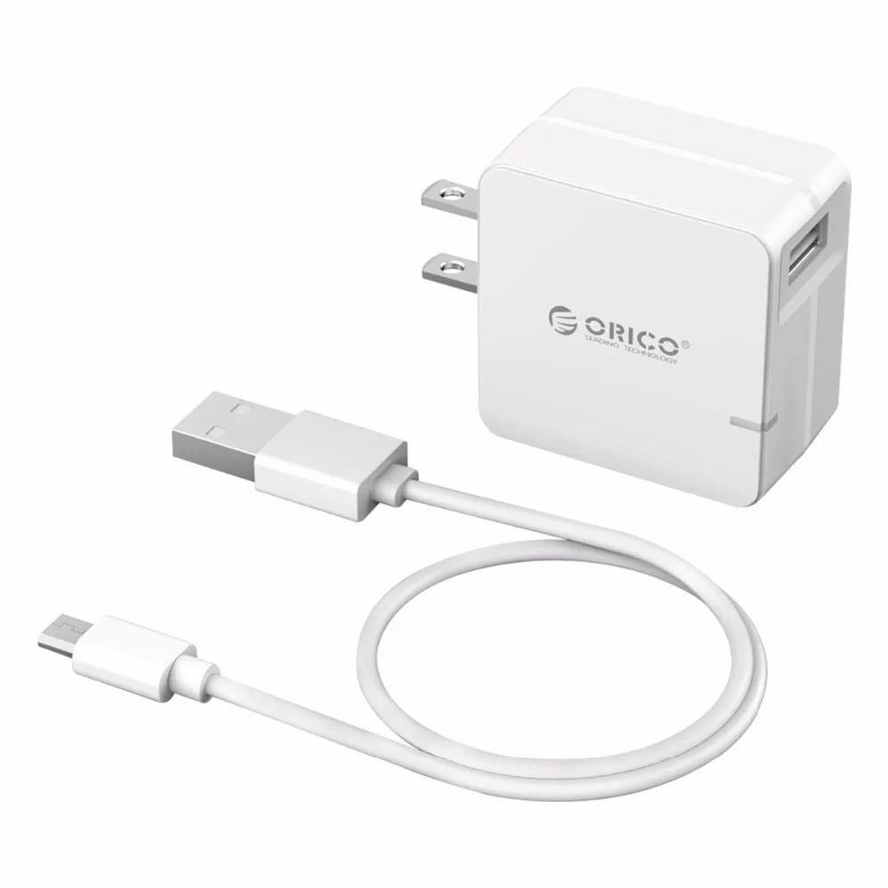 ORICO QCW-1U Быстрая зарядка 2,0 Быстрая зарядка для мобильных телефонов USB зарядное устройство для samsung S5 S6 LG с 80 см Micro USB кабелем