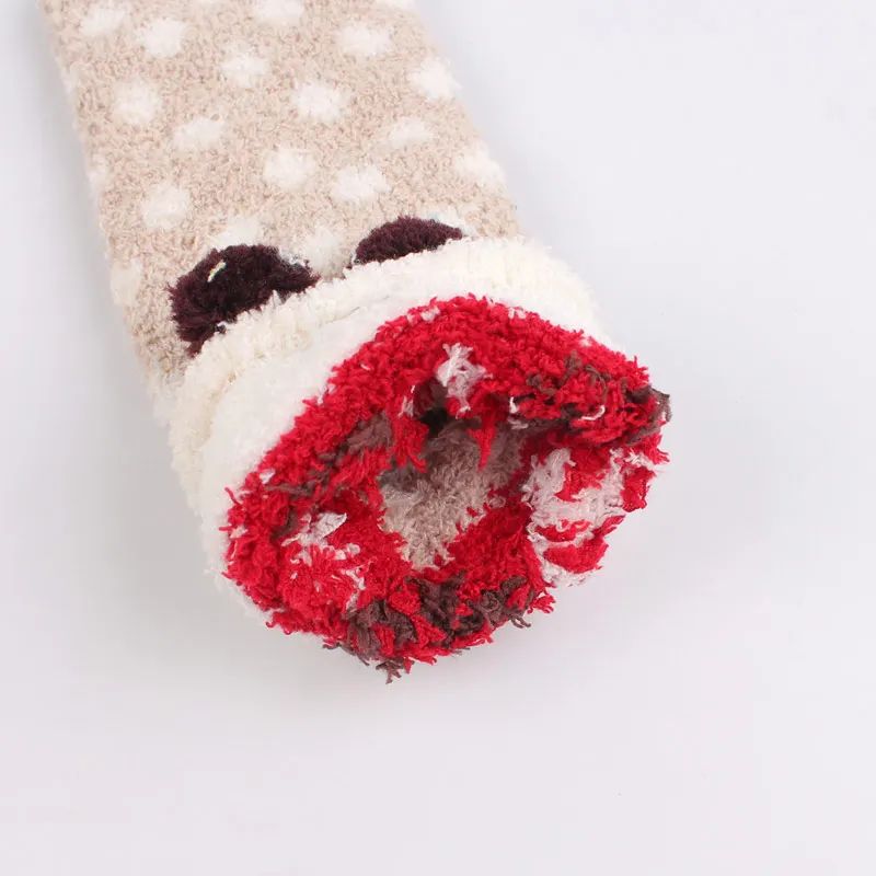 Cute Pattern Women Floor Socks Coral Fleece Winter Warm Thick Ladies Hosiery Striped Fashion Female Sock Animal Lovely (2)