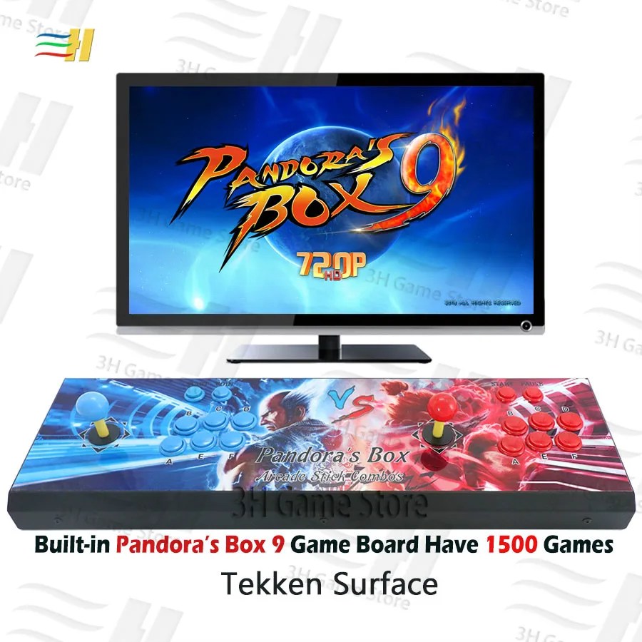  New 2 Players Pandora Box 9 Iron Console Built in 1500 in 1 Arcade Game Plug and play usb joystick 