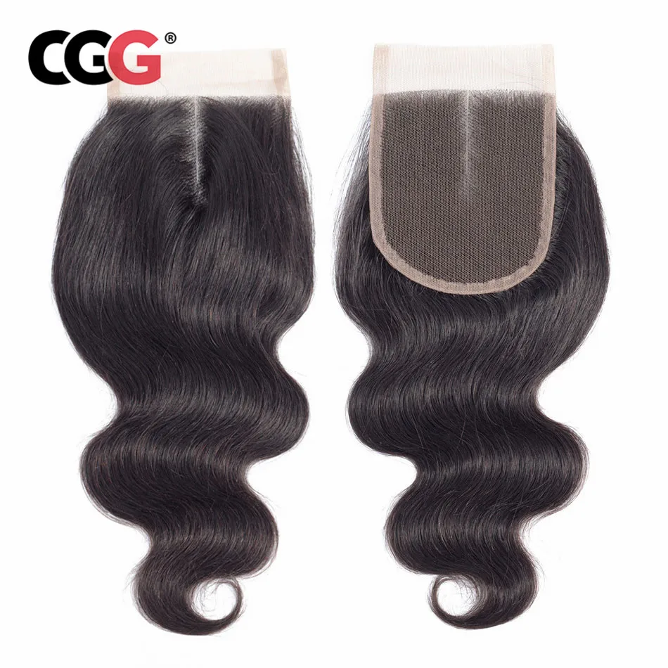 

CGG Peruvian Closure Natural Color Body Wave lace Closure 4*4 Swiss Lace Closure With Baby Hair Non Remy Human Hair Closure 8-20