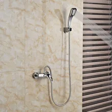 Singe Handle Dual Hole Hot Cold Shower Faucet Wall Mount Chrome Brass Hand Held Shower Mixer