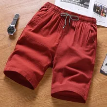 Мужские шорты из хлопка и конопли, весна и лето, мужские повседневные шорты для молодых мужчин, тонкие пляжные шорты до колен A071