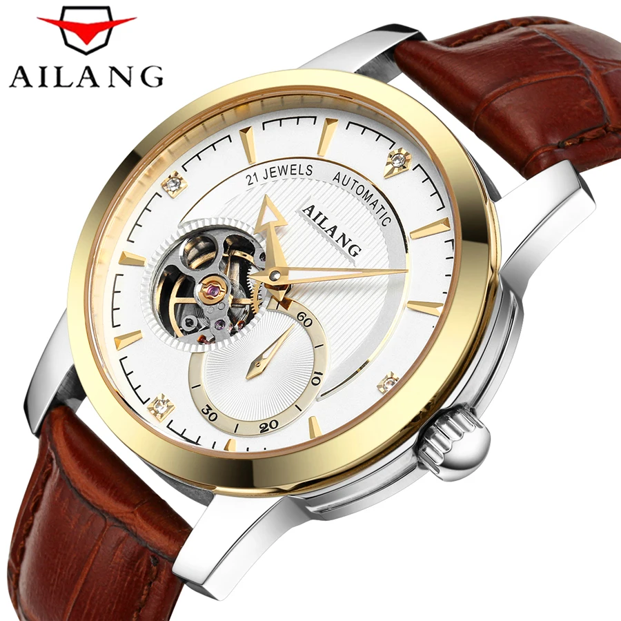 #Best AILANG Automatic Mechanical Watches Men Business Dress Classical Charm Men #039;s Watch relogio masculino Waterproof 50M Men Watch