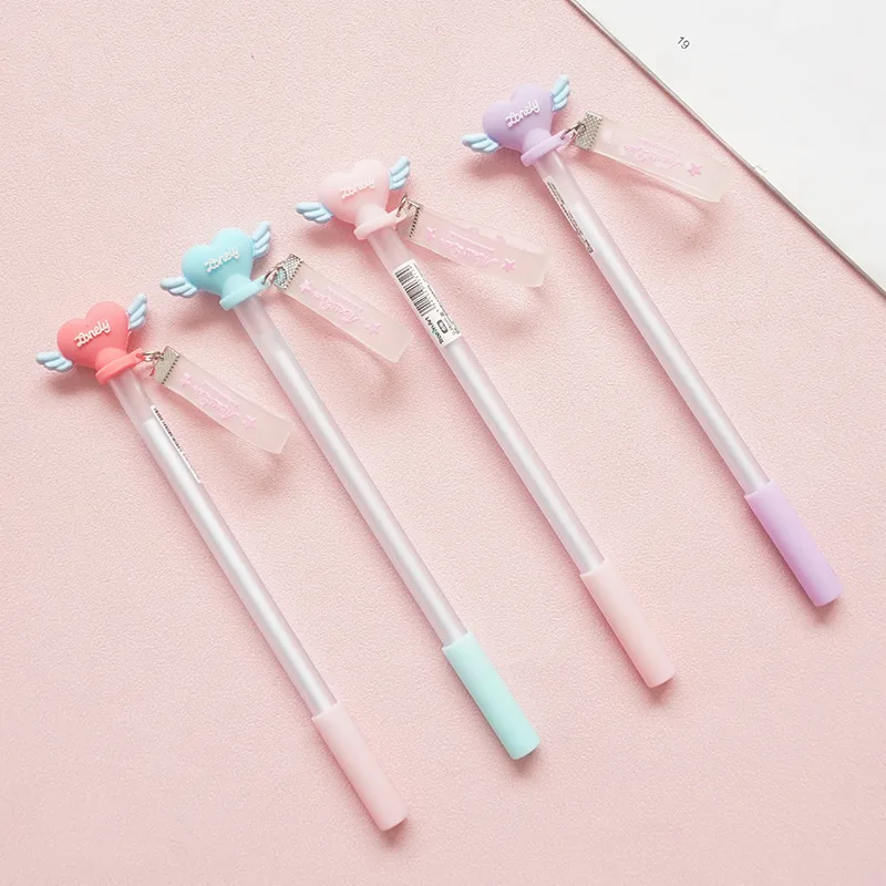 

48 pcs Gel Pens Cartoon Kawaii HEART series black colored gel-inkpens for writing Cute stationery office school supplies