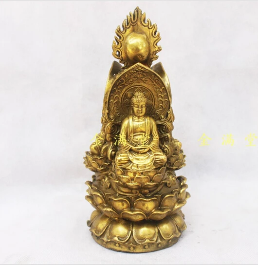 

B0601 419Bronze copper home decoration crafts decoration triratna lotus buddha trinity Factory Copper Feng Shui crafts statue