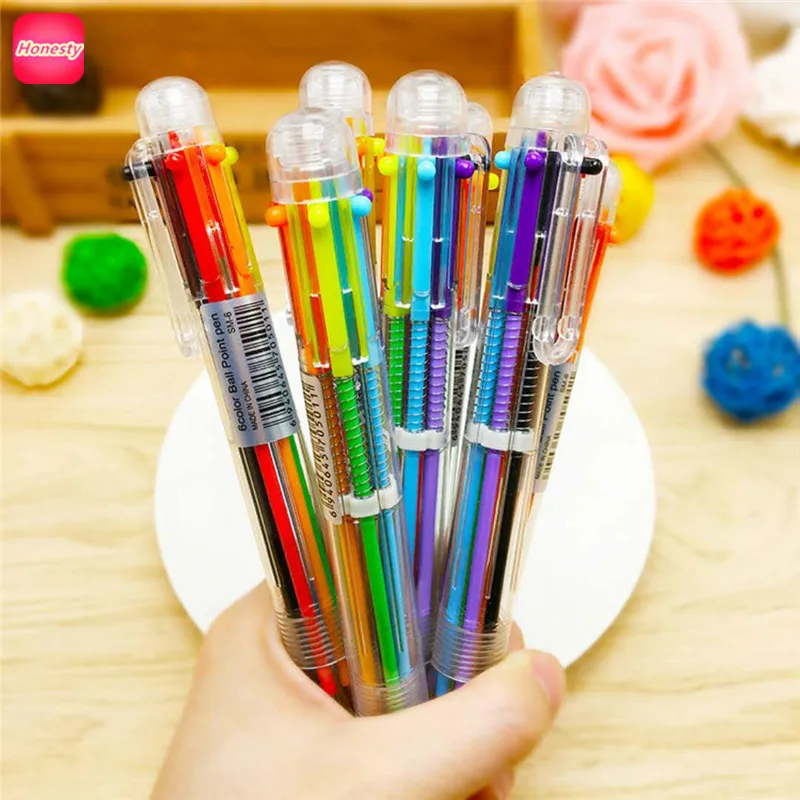 

Multicolor Ballpoint Pen Multifunction 6 Colors Pen Creative Stationery School Chancery Office Supplies Support Customization