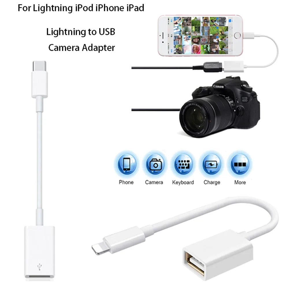 

For Lightning to USB Camera Adapter For iPhone iPod iPad Data Sync Connector For Lightning to USB Camera Reader Adapter Cable