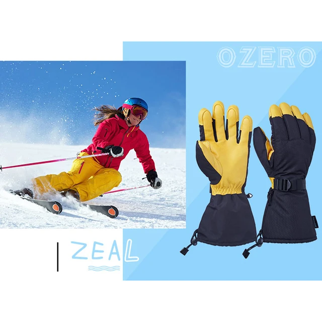 OZERO Winter Ski Skiing Gloves Snowboard Snowmobile Motorcycle Riding 3M Sports Windproof Waterproof Warm Gloves For Men’s Woman