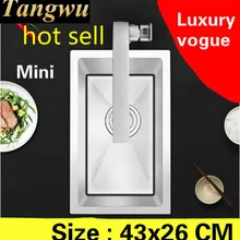 Роскошная кухонная ручная раковина одинарная мойка, маленькая 304 нержавеющая сталь, vogue,, 43x26 см