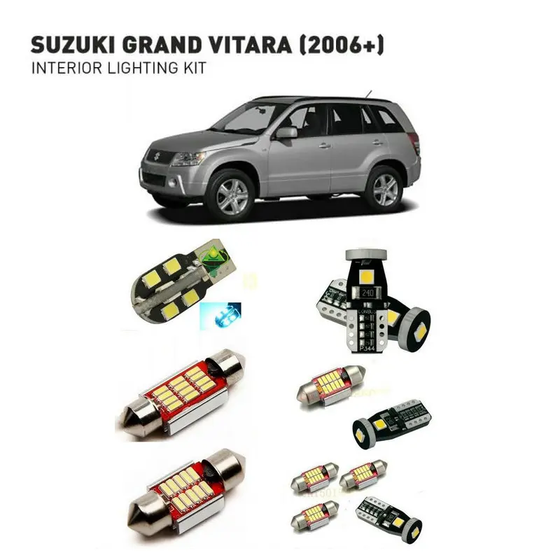 Светодиодные внутренние Светильники для Suzuki grand vitara 2006+ 9 шт. светодиодные фонари для автомобилей комплект освещения автомобильные лампы Canbus
