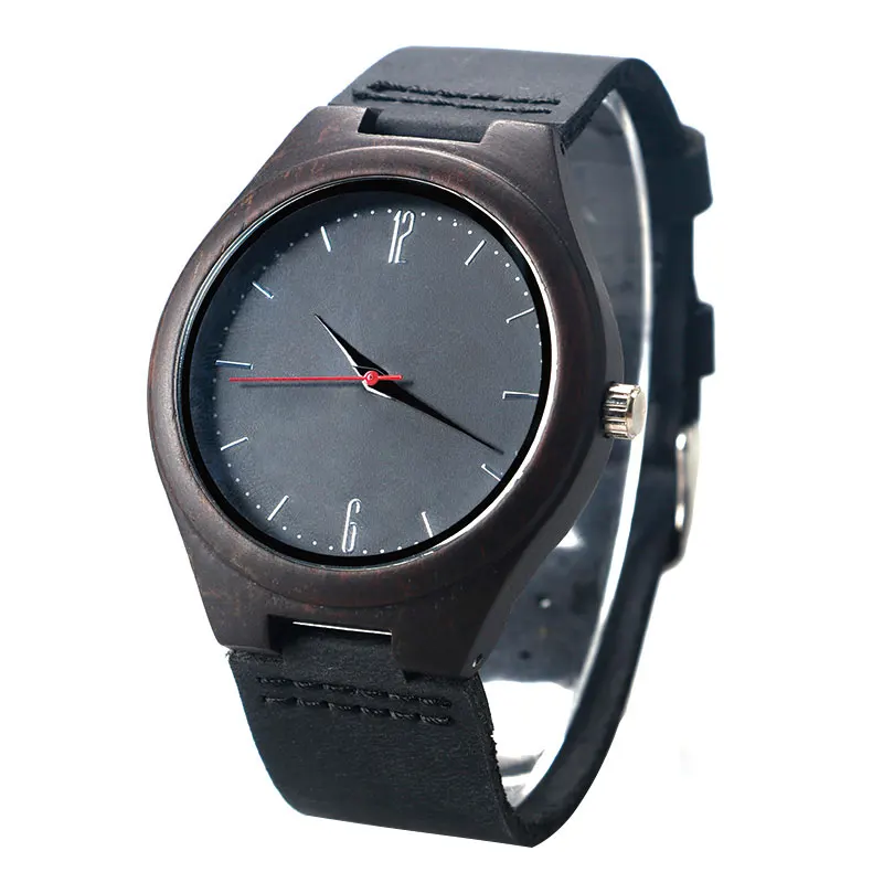 YISUYA Mens Wooden Wrist Watch Novel Bamboo Wood Creative Watches Black Genuine Leather Band Strap Quartz Males Watch relogio1 (4)