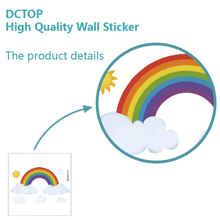 Sun and Rainbow with Cloud Wall Decal Kids Children's Art Vinyls Stickers Bedroom Nursery Baby Room Home Decorative Wallpaper