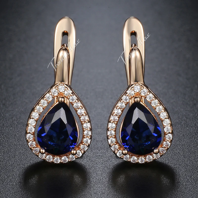 Женские серьги с кристаллами циркония GE87 розовое золото 585 пробы|women earrings|cubic