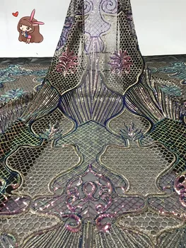 

pretty L-51714 fashion african tulle lace fabric with sequins new arrival good quality