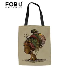 FORUDESIGNS складные сумки для покупок для женщин Винтажный стиль сумка через плечо женская черная художественная АФРИКАНСКАЯ ДЕВУШКА печатных сумки для шоппинга