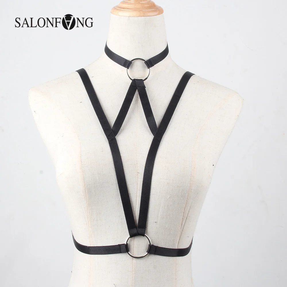 

2017 New Caged bust bondage Bra Bondage Lingerie Black Goth garter belt Club Erotic Handmade Choker underwear vampire retail