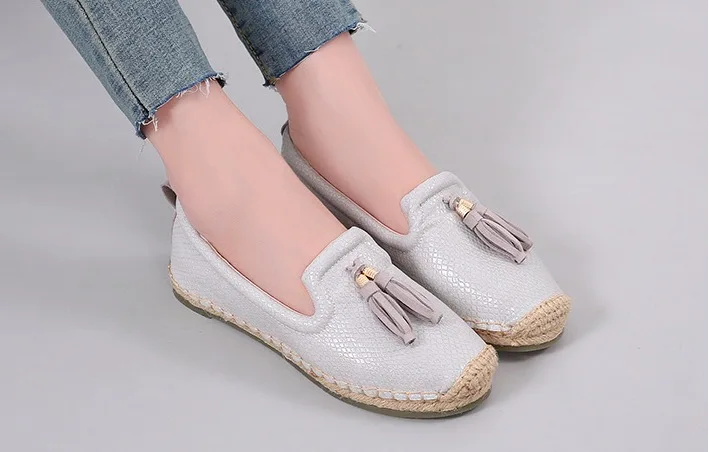 QQ20180625-184848.Women Flats Shoes Spring Autumn Fisherman Shoes Flock Lazy Loafers Fringe Women Casual Single Shoes