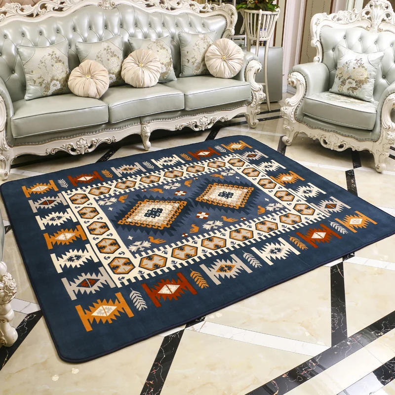 

Mediterranean Carpet Large Living Room Carpets Blue Bedroom Rugs Tea Table Rectangular Floor Mat
