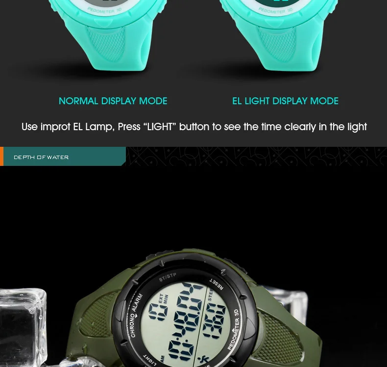 SKMEI Running Sports Wristwatches Women Pedometer LED Digital Watches 50M Waterproof Alarm Calendar Watches 1108