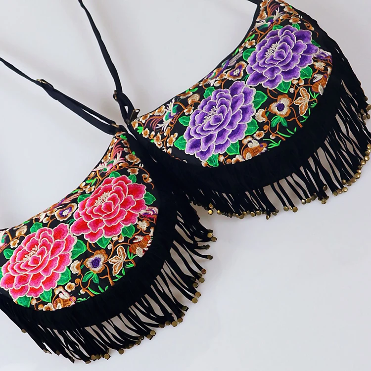 bags women shoulder crossbody bag fringe tassel handbags flower (8)