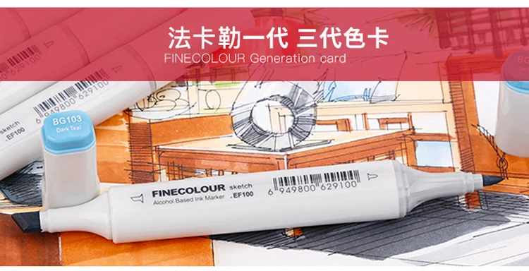 Finecolour EF100 эскиз Цвет маркер для белой доски Архитектура на спиртовой основе фломастеры 5/8 цветов комплект Manga маркер для рисования
