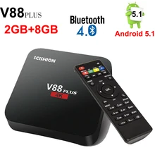Original V88 plus 4K Android 5.1 Smart TV Box Rockchip 3229 2G/8G 4 USB 4K 2K WiFi Full Loaded Quad Core Media Player Mini PC