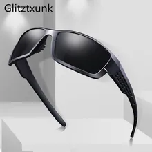 Glitztxunk поляризационные солнцезащитные очки для мужчин и женщин, квадратные фирменные дизайнерские классические мужские черные спортивные солнцезащитные очки для мужчин
