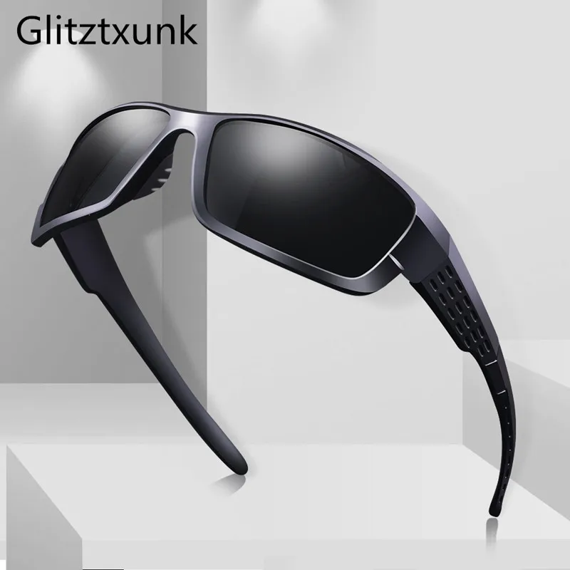 Glitztxunk Polarized Sunglasses Men Women Square Brand Design Classic Male Black Sports Sun Glasses For Men Drive Goggle gafas