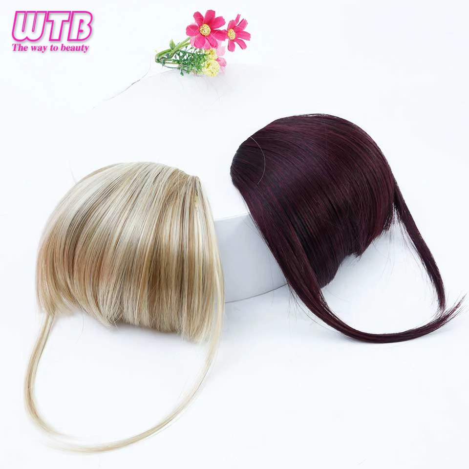 WTB Short Straight Flat bangs Heat Resistant Synthetic Hair Women Hair Pieces Natural Short Fake Hair Bangs