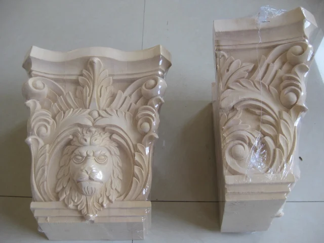 dongyang woodcarving european style wood horn corbel lion stigma