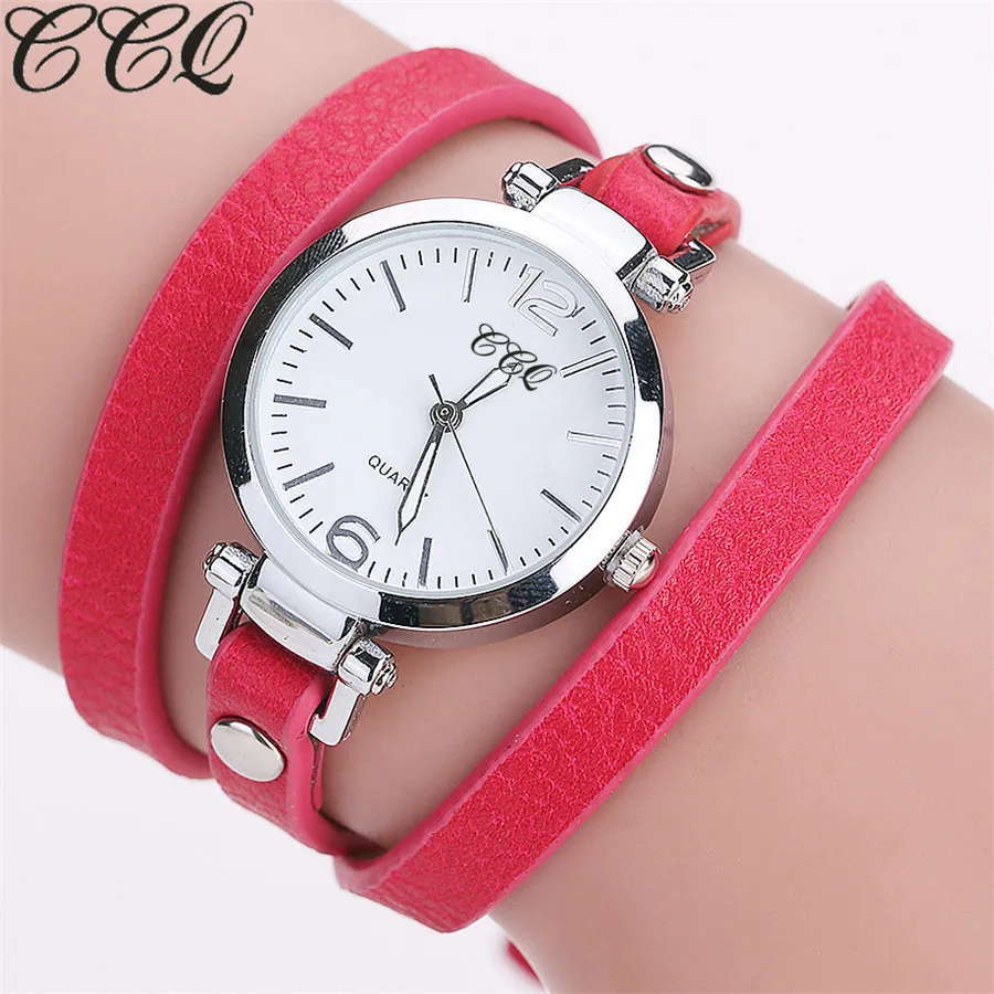 CCQ брендовые модные часы-браслет с кожаным ремешком женские кварцевые часы повседневные роскошные женские наручные часы Relogio Feminino горячая распродажа - Цвет: red