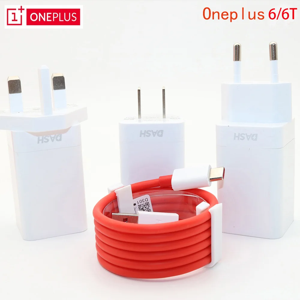 

Original EU US UK ONEPLUS 7 Dash charger One plus 6T Smartphone 5V/4A Fast charge USB wall power Adapter,2M Dash Charger Cable