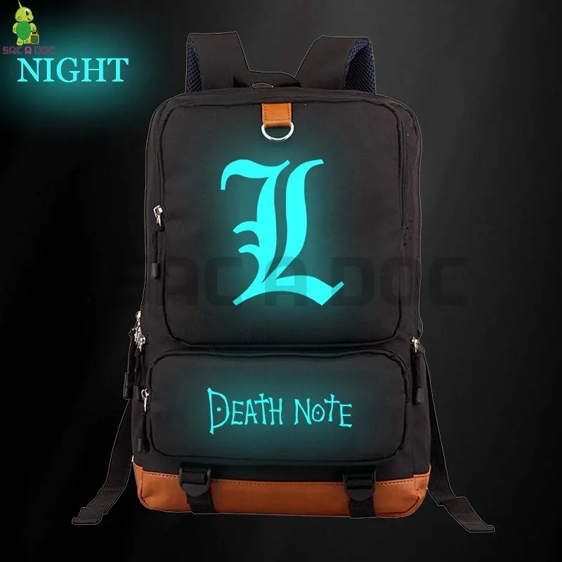 

Anime Death Note L Killer Luminous Backpack Canvas School Bags for Teenage Boys Girls Daily Laptop Backpack Travel Bags