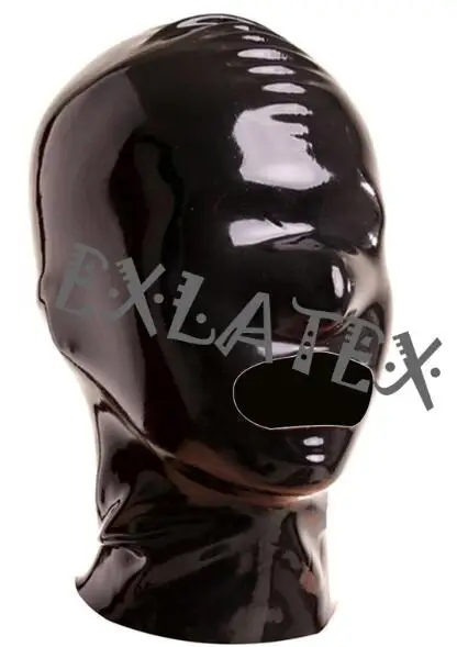 Латексный капот унисекс латексная резиновая маска с отверстиями на молнии для рта и носа латексная резиновая маска Костюм - Цвет: S without zipper