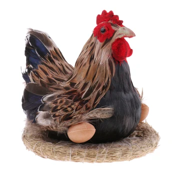 

Fun Animated Chicken Hen Lay Egg on Nest Animal Figurine Model Figure Kids Toy Home Decor 7inch