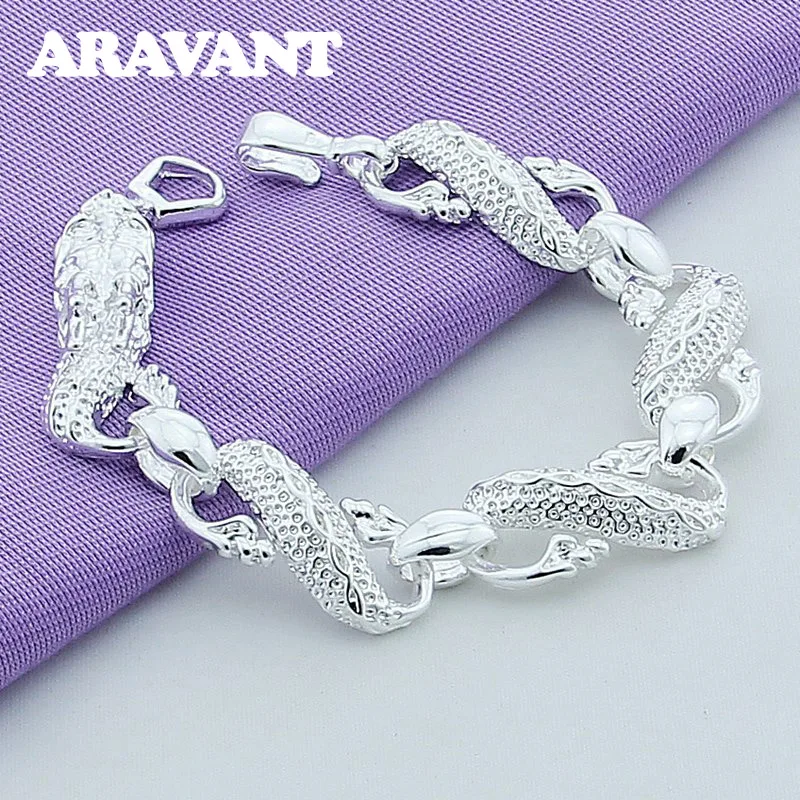 

Silver 925 Bracelets White Dragon Bracelet Chains For Men Fashion Silver Jewelry