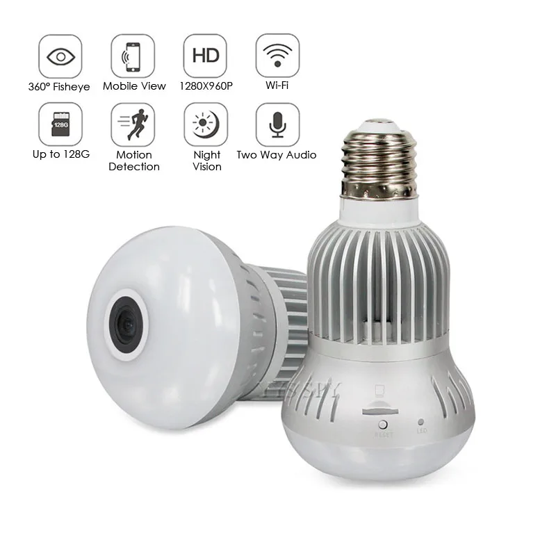 

360° Video Camera Panorama 3D WiFi IP Camara Oculta Home Security Light Bulb 960P HD Smart Night Vision Lampada cctv Telecamera