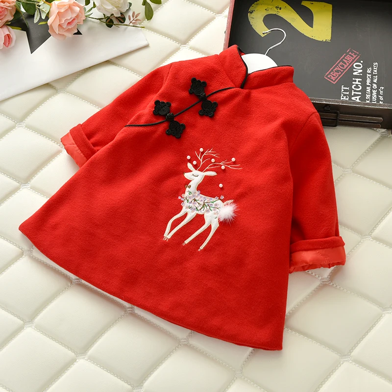 Baby Girl Clothes Dress Cheongsam Tang Suit Winter Dress Cotton Baby Girl Warm Dress New Year Clothes